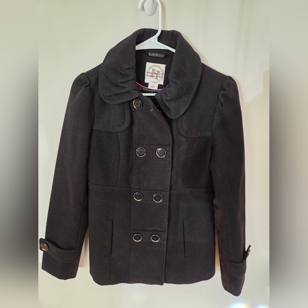 Black Double-Breasted Peacoat Women's/Juniors Medium